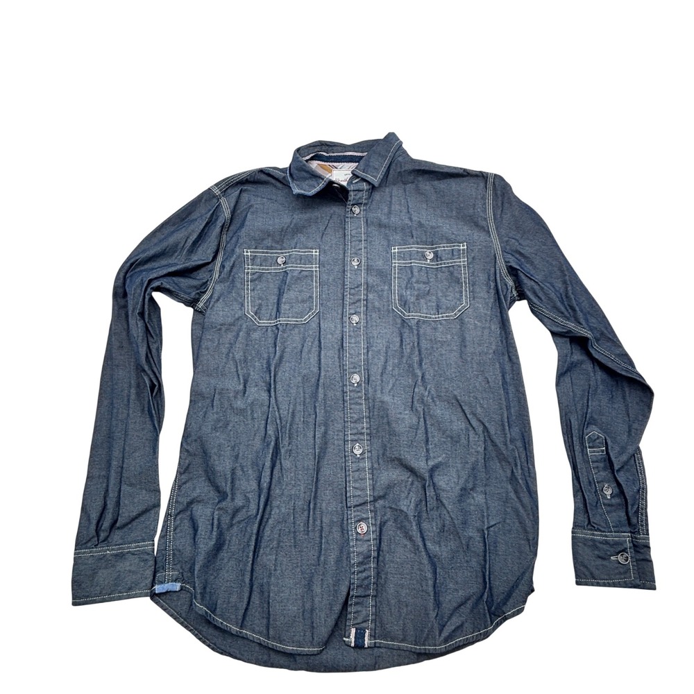 Weatherproof Vintage Mens Denim Chambray Work Shirt Long‎ Sleeve Button Down M M - Picture 3 of 10